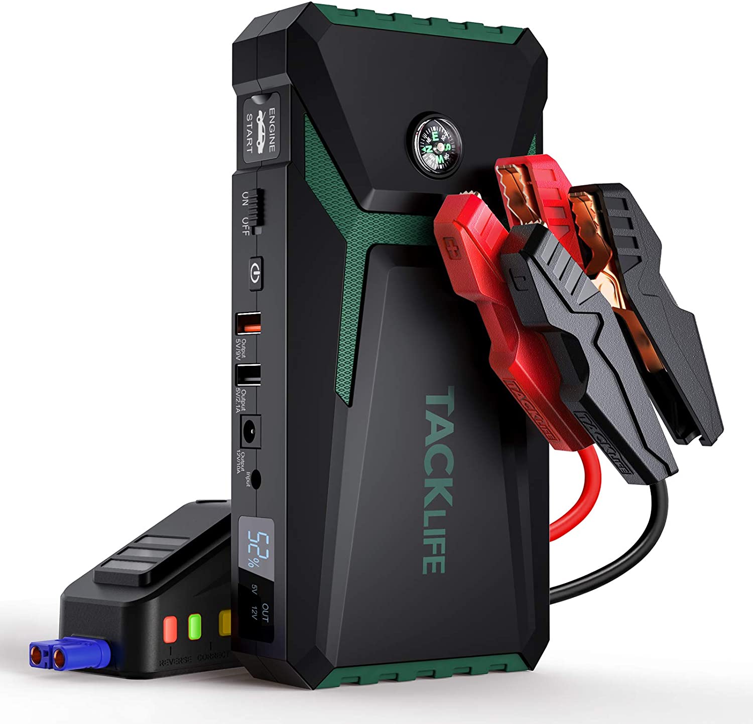 TACKLIFE T8-Newer Model 800A Peak 18000mAh Car Jump Starter with LCD Display (up to 7.0L Gas, 5.5L Diesel Engine), 12V Auto Battery Booster with Smart Jumper Cable, Quick Charger