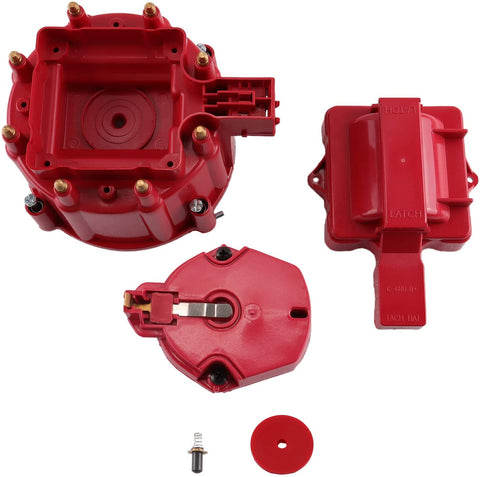 MAS Performance Replacement Fits Red Male HEI Distributor Cap & Rotor for CHEVY GM SBC BBC 305 350 454