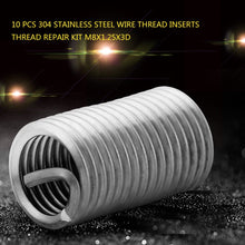 Wire Thread Insert,10 Pcs 304 Stainless Steel Wire Screw Sleeve Inserts Thread Repair Kit M8x1.25x3D Wearable and Flexible