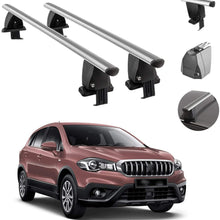 Roof Rack Cross Bars Lockable Luggage Carrier Smooth Roof Cars | Fits Suzuki SX4 S-Cross 2016-2021 Silver Aluminum Cargo Carrier Rooftop Bars | Automotive Exterior Accessories