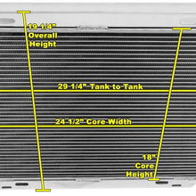 Champion Cooling Systems, 2 Row with 1" Tubes All Aluminum Replacement Radiator For Ford / Lincoln / Mercury Models 1975-1993, American Eagle Part #AE138
