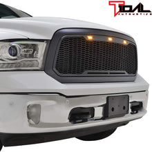 Tidal Replacement Ram Front Grille Upper Grill - Charcoal Gray - With Amber LED Lights for 13-18 Dodge Ram 1500