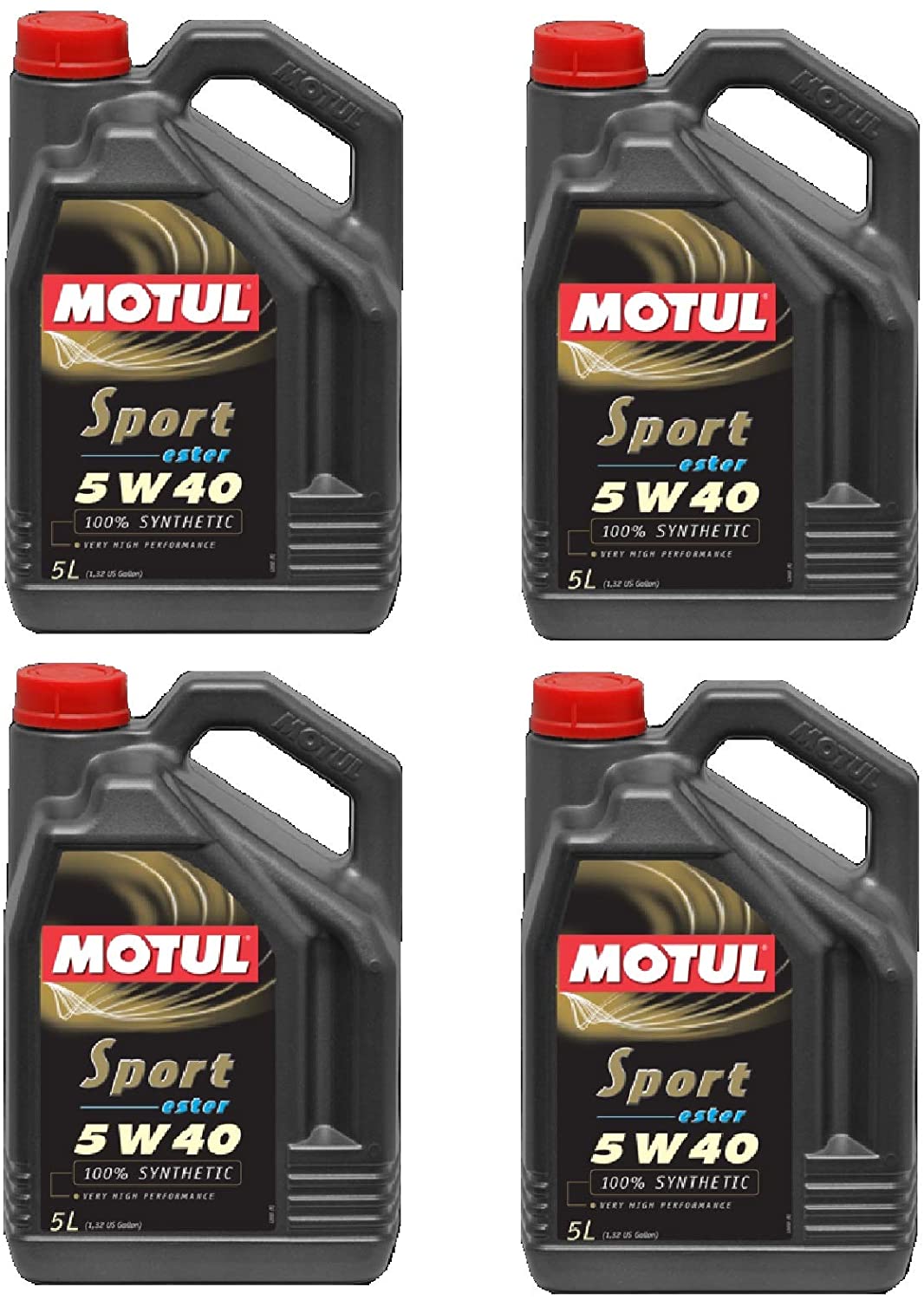 Motul 105700 Set of 4 Sport 5W-40 Motor Oil 5-Liter Bottles