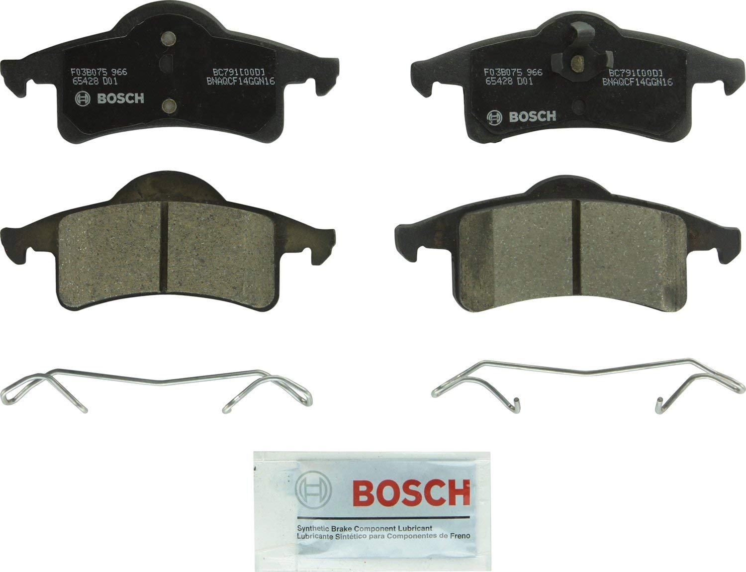 Bosch BC791 QuietCast Premium Ceramic Disc Brake Pad Set For 1999-2004 Jeep Grand Cherokee; Rear
