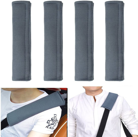 ilyever 4 Pack Universal Car Safety Seatbelt Shoulder Strap Pad Soft Headrest Neck Support Pillow Cover Cushion,No Slip,No Rubbing - A Must Have for All Car Owners for a More Comfortable Driving,Grey