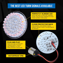 LX-LIGHT Pair 2'' Bullet Style Rear Brake Light LED Turn Signal Kit with 1157 Base for Honda Yamaha Motorcycles