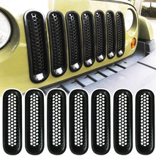 RENHAIGY Front Grille Grill Mesh Inserts Matte Black Guards for 2007-2017 Jeep Wrangler JK Unlimited Rubicon Sahara Accessories(Pack of 7)