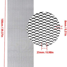 N2Qnice 40 inches x 13 inches Car Grille Mesh Aluminum Alloy Car Grille Mesh Sheet Grid Universal Body Bumper Rhombic Grill Mesh Hole 8mm x 25mm Black