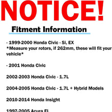 Detroit Axle - 262mm Front Disc Brake Rotors w/Ceramic Pads w/Hardware Cleaner & Fluid Kit for Honda Civic - See Fitment
