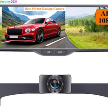 Rohent N01 AHD 1080P Backup Camera with 5" Mirror Monitor 2021 New Chips Two Video Channels Driving Hitch Rear/Front View ONE-Wire Installation with Grid Lines DIY Setting for Cars,SUVs,Trucks