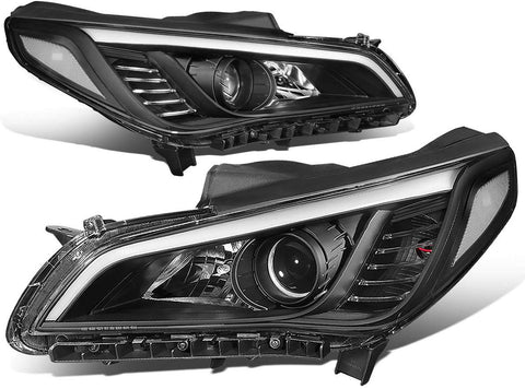 DNA MOTORING Black/Clear HL-OH-HSON15-BK-CL1 Factory Style Front Bumper Projector Headlight Lamp Set