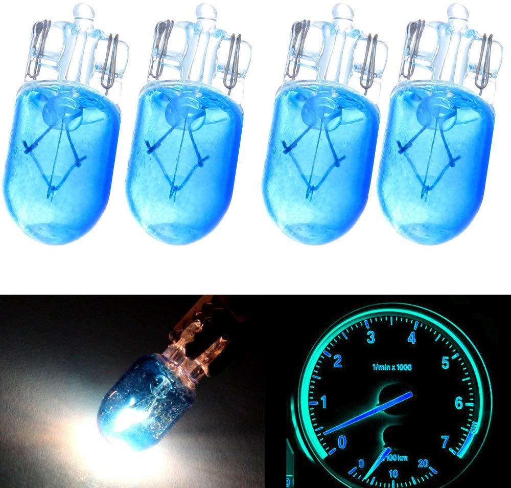 cciyu 4pcs Blue 12V T10 Wedge Halogen W5W 168 194 2825 175 LED Interior Light Bulbs Instrument Panel Gauge Light