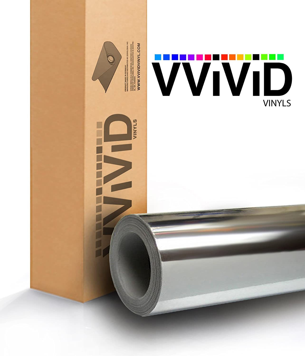 VViViD Gloss Chrome Silver Vinyl Wrap Adhesive Film Roll Air Release DIY Decal Sheet (12 Inch x 60 Inch)