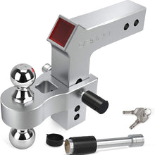 oEdRo Adjustable Trailer Hitch Ball Mount/Forged Aluminum Shank, 2.5" Receiver/8" Drop 2" & 2-5/16" Combo Tow Balls w/Double Pin Key Locks, 18500 lbs, Polished Silver