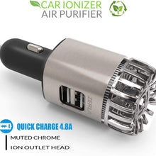ZERLA Car Air Purifier, Car Air Freshener and 2-in-1 Ionic Air Purifier / 4.8A Metal Dual USB Ports - Remove Dust, Pollen, Smoke and Bad Odors