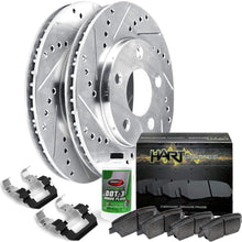 Front Platinum Hart Drilled Slotted Brake Rotors Kit and Brake Pads PHCF.44173.02