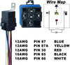 5 PACK 40/30 AMP 12 V DC Waterproof Relay and Harness - Heavy Duty 12 AWG Tinned Copper Wires, 5-PIN SPDT Bosch Style Automotive Relay