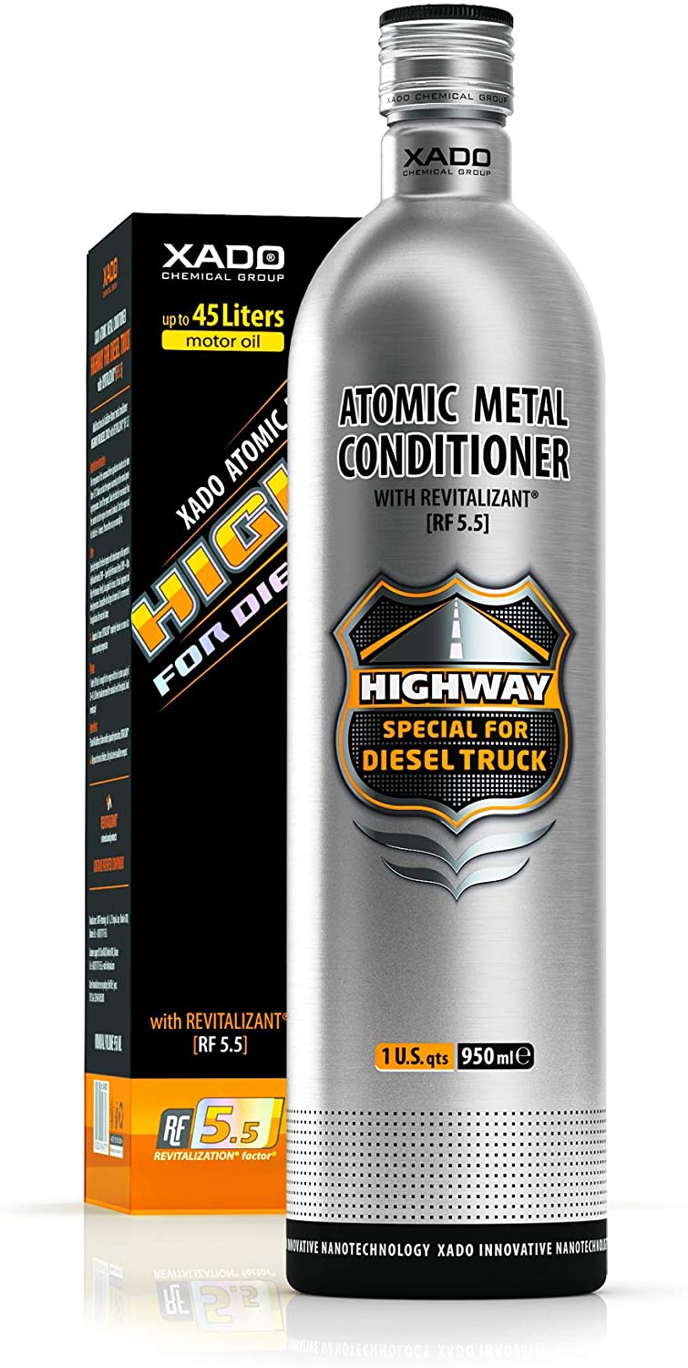 XADO Highway Atomic Metal Conditioner Revitalizant for Diesel Engine Truck (Wending, Bottle, 950 ml) - Anti Friction Oil Additive, Maximum Engine Protect & Repair Treatment - High Mileage Formula