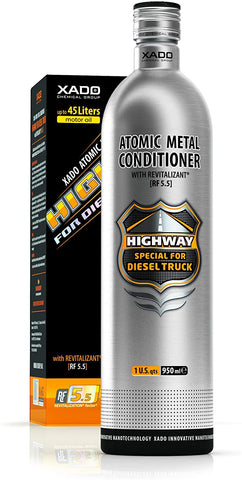 XADO Highway Atomic Metal Conditioner Revitalizant for Diesel Engine Truck (Wending, Bottle, 950 ml) - Anti Friction Oil Additive, Maximum Engine Protect & Repair Treatment - High Mileage Formula