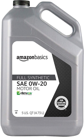 AmazonBasics Full Synthetic Motor Oil, SN Plus, 0W-20, 5 Quart