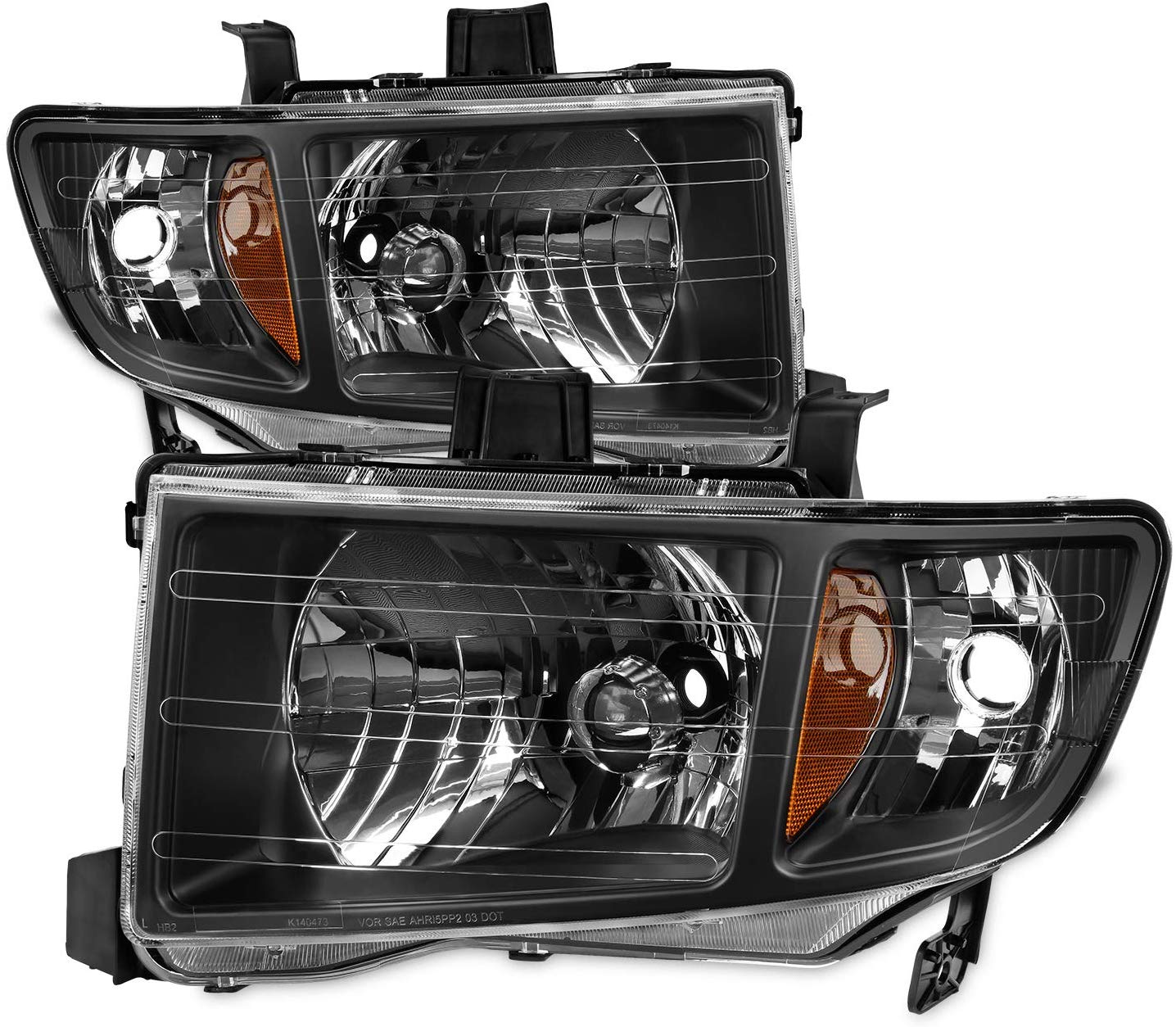 For Honda Ridgeline OE Replacement Black Bezel Headlights Driver/Passenger Head Lamps Pair New