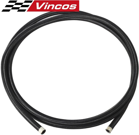 10 Ft 6AN AN6 Black Nylon And Stainless Fuel Oil Gas Line Hose