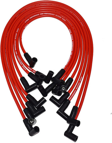 A-Team Performance 8.0mm Red Silicone Spark Plug Wires Compatible with Chevrolet SBC Small Block GMC Under the Exhaust Wires HEI 283 305 307 327 350 400
