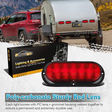 Partsam 2PCS Trailer Truck Boat Bus Red LED 6" Inch Oval Stop Turn Tail Brake Light DOT Certified Marker Lights Sealed Surface Mount 12V Waterproof IP65 Replacement for Jeep RV Trucks