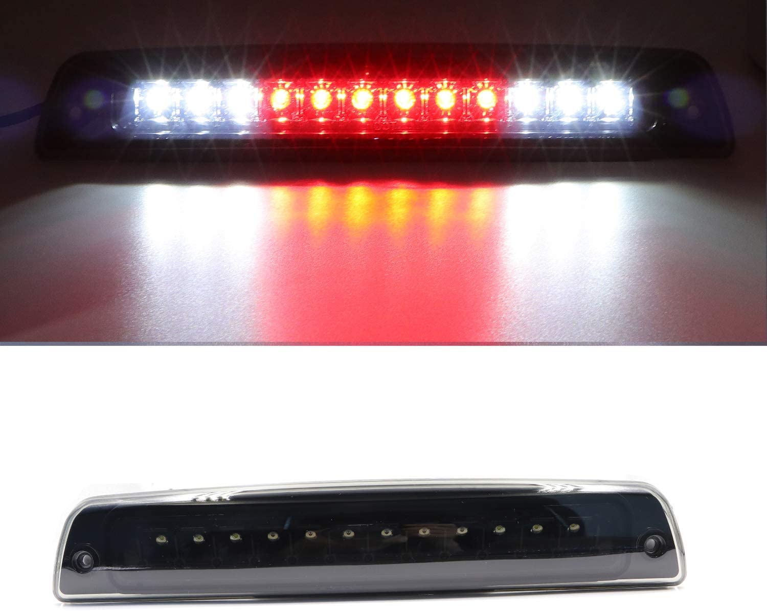 High Mount Dual Row LED 3rd Brake/Cargo Light Fit for 1994-2001 Dodge Ram (Black Housing Smoke Lens)