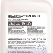 Shell Rotella 550049483-6PK T4 Triple Protection 15W-40 Diesel Engine Oil (CK-4), 1 Quart, 6 Pack