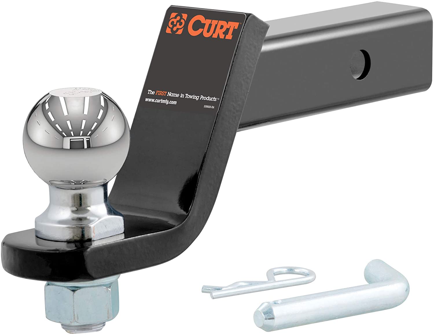 CURT 45042 Trailer Hitch Mount with 2-5/16-Inch Ball & Pin, Fits 2-Inch Receiver, 7,500 lbs, 4-Inch Drop