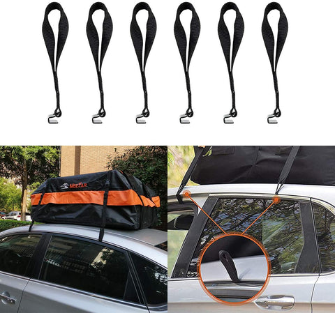 MeeFar Rooftop Cargo Carrier Bag Bat Tie Down Flat Hook Straps for Strapping Down Any Car Top Luggage NO More Straps Inside Your CAR