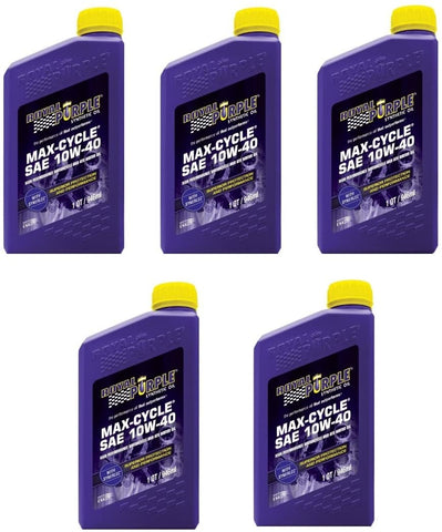 Royal Purple 01315 Max-Cycle Synthetic Motorcycle Oil 10W-40 for Highly Stressed Engines/Transmissions - 1 qt Case of 5