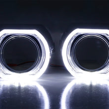 iJDMTOY (2) 3.0-Inch H1 Bi-Xenon HID Projector Lens w/DTM Style Square LED Halo Rings Daytime Running Light Shroud Compatible With Headlight Retrofit, Custom Headlamps Conversion