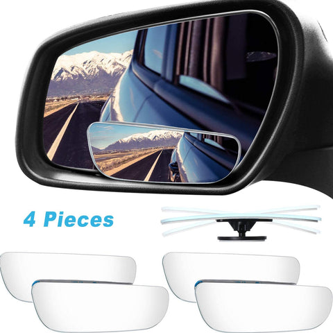 4 Pieces Blind Spot Mirror Wide Car Angle Mirror Safety Convex Rear View Mirror 360 Degree Rotating Auto Side Mirror Adjustable Waterproof Rectangular Side Mirror with 4 Base for Car Truck SUV RV Van