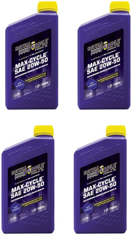 Royal Purple 01316 4 1-Quart Bottles of Max-Cycle Synthetic Motorcycle Oil 20W-50