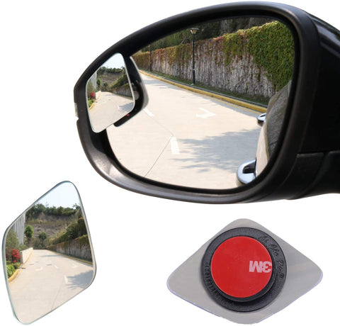 LivTee Blind Spot Mirror，Rhombus Shaped HD Glass Frameless Convex Rear View Mirror with wide angle Adjustable Stick for Cars SUV and Trucks, Pack of 2