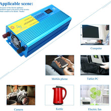 IpowerBingo Pure Sine Wave Power Inverter 1200W/2400W(Peak) 12V DC to 110 V AC with 2 AC Outlets 2 Battery Cables with LCD Display Car Boat Inverter