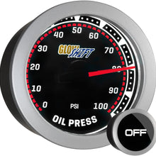 GlowShift Tinted Series 100 PSI Oil Pressure Gauge Kit - Includes Sensor - White LED Backlit - Smoked Lens - for Car & Truck - 2-1/16" 52mm