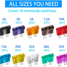 200 Pcs Blade Car Fuses Assortment Kit –Standard (2A/3A/5A/7.5A/10A/15A/20A/25A/30A/35A)