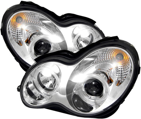 Spyder 5011251 Mercedes Benz C-Class 01-05 4 Dr Only Projector Headlights - Halogen Model Only (Not Compatible With Xenon/HID Model) - LED Halo - Black - High H1 (Included) - Low H7 (Included)