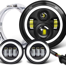 7 inch LED Headlight Fog Passing Lights DOT Kit Set Ring Motorcycle Headlamp Ring for Harley Davidson Touring Road King Ultra Classic Electra Street Glide Tri Cvo Heritage Softail Deluxe Fatboy Black