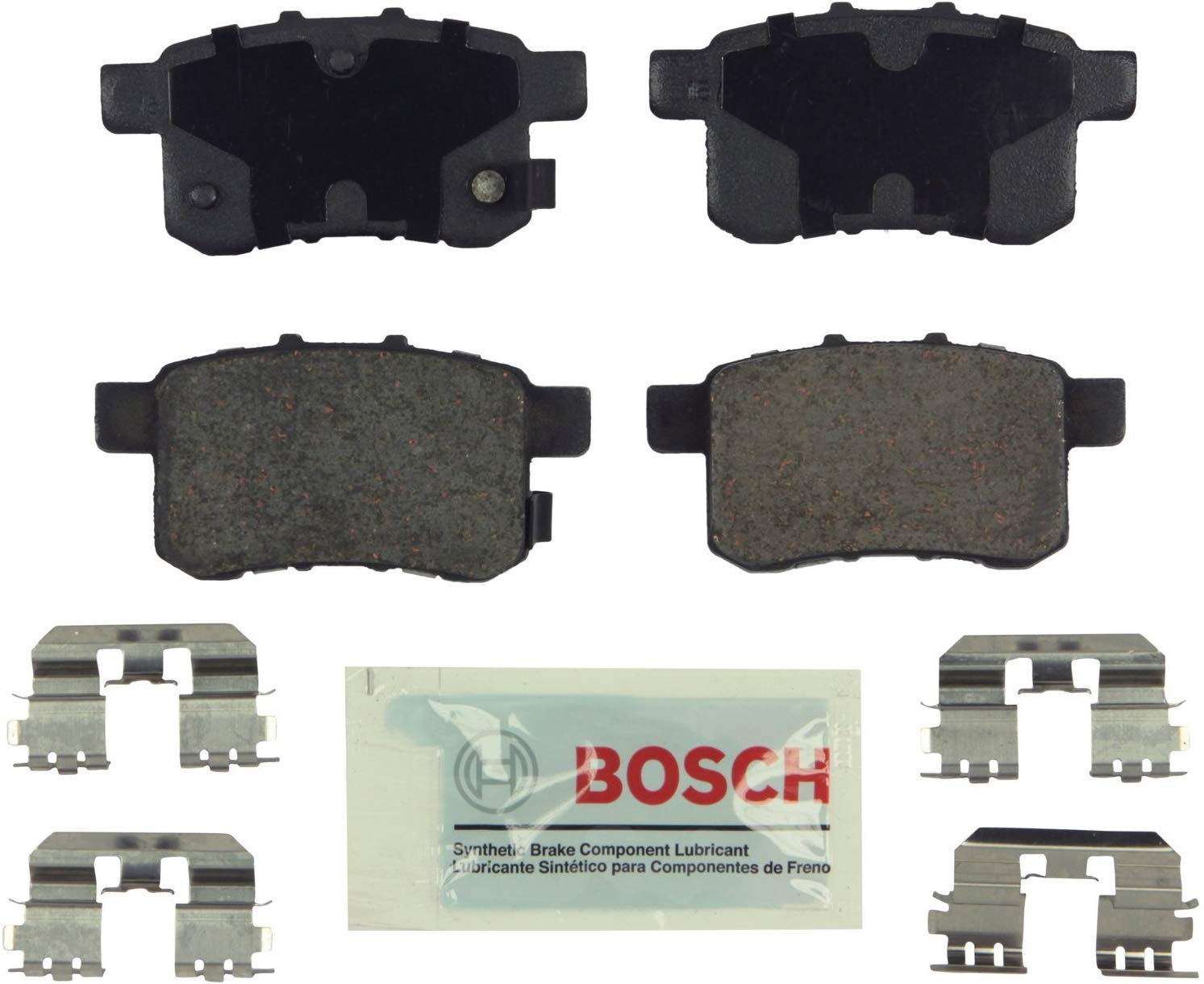 Bosch BE1336H Blue Disc Brake Pad Set with Hardware for 2009-12 Acura TSX and 2008-10 Honda Accord - REAR