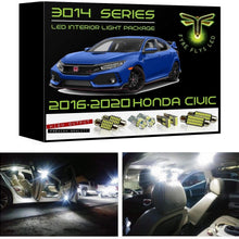 Fyre Flys 6 Piece White LED Interior Lights for 2016-2020 Honda Civic Super Bright 6000K 3014 Series SMD Package Kit and Install Tool