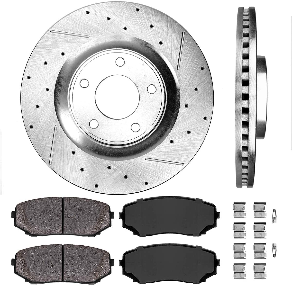 Callahan CDS02003 FRONT 320 mm Premium D/S 5 Lug [2] Brake Disc Rotors + [4] Ceramic Brake Pads + Hardware