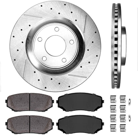 Callahan CDS02003 FRONT 320 mm Premium D/S 5 Lug [2] Brake Disc Rotors + [4] Ceramic Brake Pads + Hardware