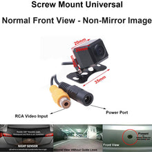 Car Auto Front View Camera Forward Cam Screw Bumper Mount Universal Fit Non-Mirror Image w/o Grid Lines Parking Assistance 12V