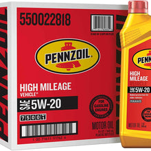 Pennzoil High Mileage Motor Oil 5W-20 –1 Quart (Pack of 6)