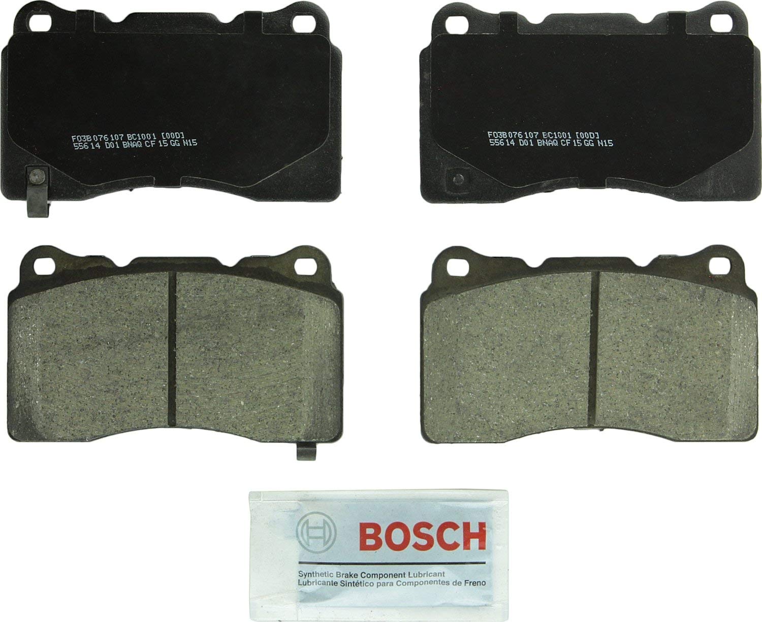 Bosch BC1001 QuietCast Premium Ceramic Disc Brake Pad Set For Select Buick, Cadillac, Chevrolet, DeTomaso, Ford, Hyundai, Mitsubishi, Pontiac, Saab, Subaru, & Volvo Vehicles; Front & Rear