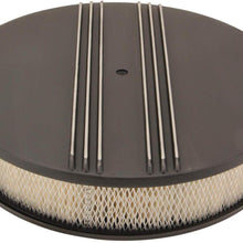 14 Inch Partial Finned Round Air Cleaner Set, Black Aluminum